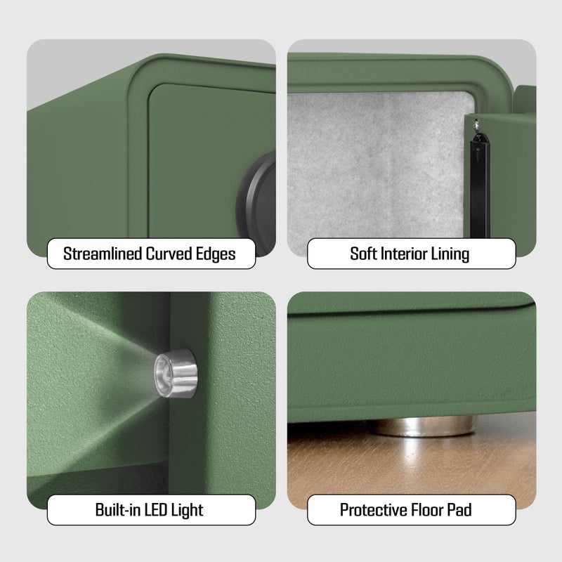 ISLANDSAFE Digital Safe Box, 1.0 Cu.ft Heavy Duty Solid Steel Home Safe with Keypad, Small Personal Security Lock Box for Money, Jewelry, Anti-Theft Money Box for Hotel, Dorm, Office (Green) - Image 5