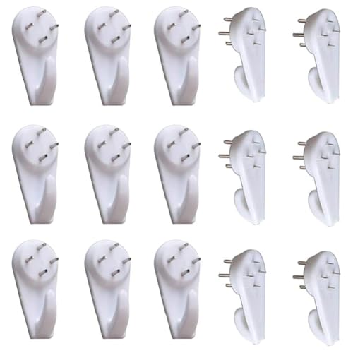 SYBL 20PCS White Powerful Concrete Hard Wall Drywall Picture Hooks Non-Trace Hanging Hook Traceless Nail Plastic Wall Hook for Picture Photo Frame Clock Hangers(5cm/1.97 Length) - Image 1