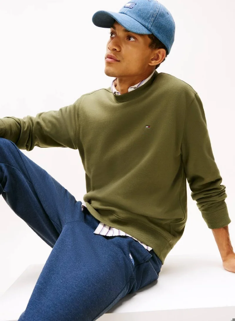 TOMMY JEANS Dark Greenery Brushed Fleece Sweatshirt for Men | Best Price UAE