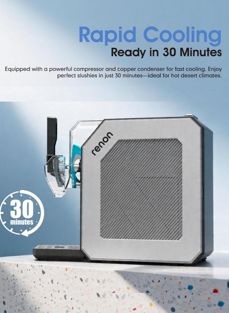 RENON Professional Slushie Ice Maker SIM1901, 250W Fast Cooling, 1.9L Large Capacity, 6 Presets, No Ice Needed, Frozen Drinks in 30 Minutes - Image 4