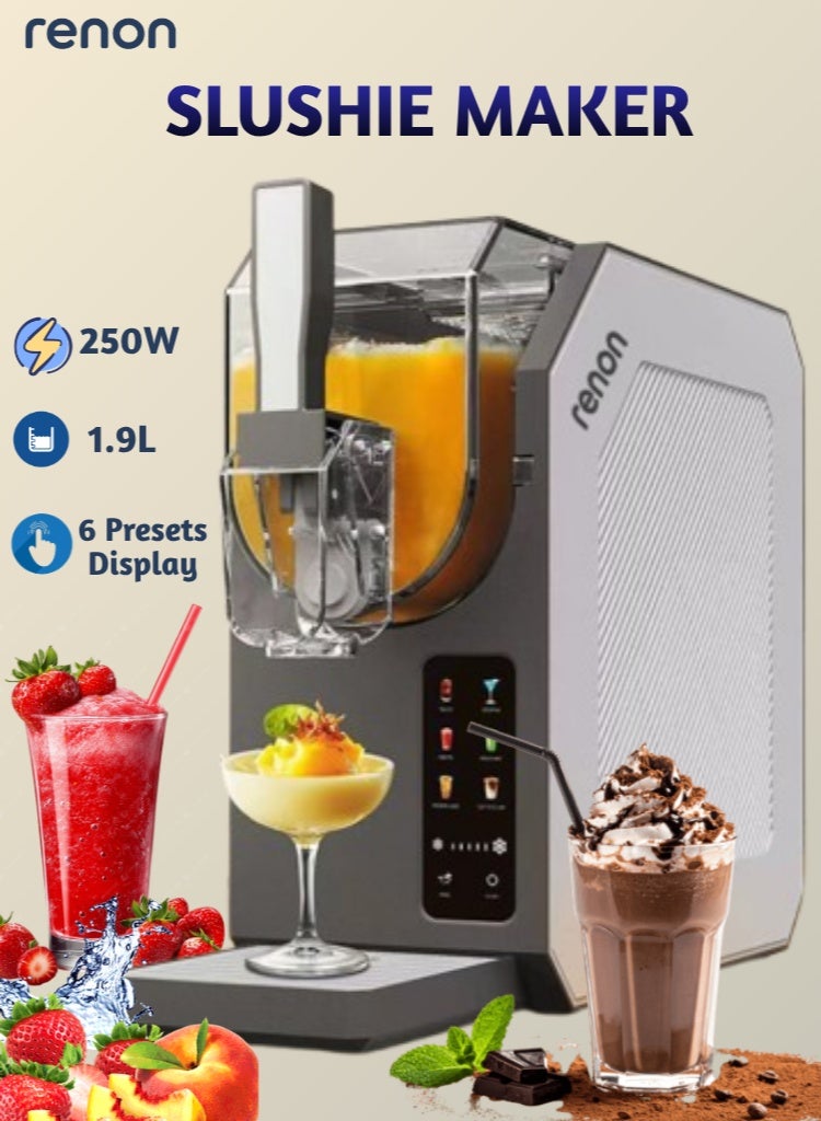 RENON Professional Slushie Ice Maker SIM1901, 250W Fast Cooling, 1.9L Large Capacity, 6 Presets, No Ice Needed, Frozen Drinks in 30 Minutes - Image 1