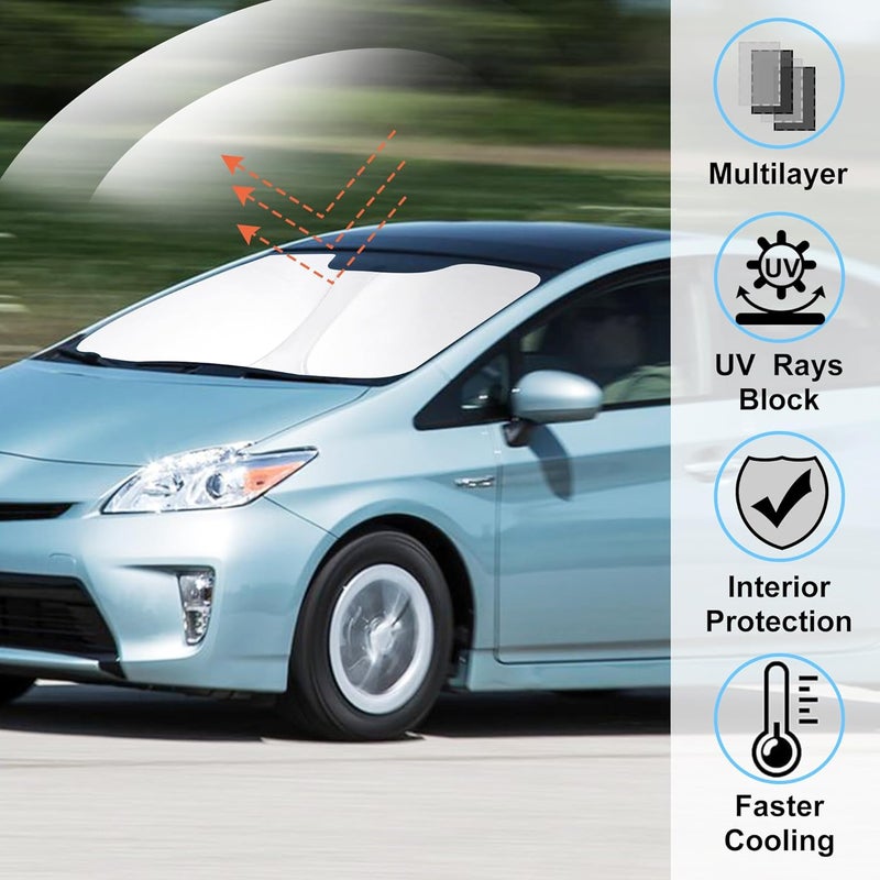 LHFLIVE Windshield Sun Shade Custom Fit 2010-2015 Toyota Prius Hatchback Accessories(Not for Prius C or Prius V) Sunshade Foldable Sun Visor Protector - Image 2