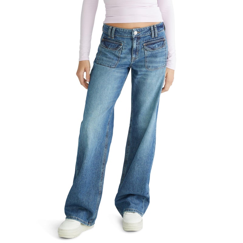 Aeropostale Low-Rise Baggy Wide-Leg Jean, Dark WASH, 6R - Image 1