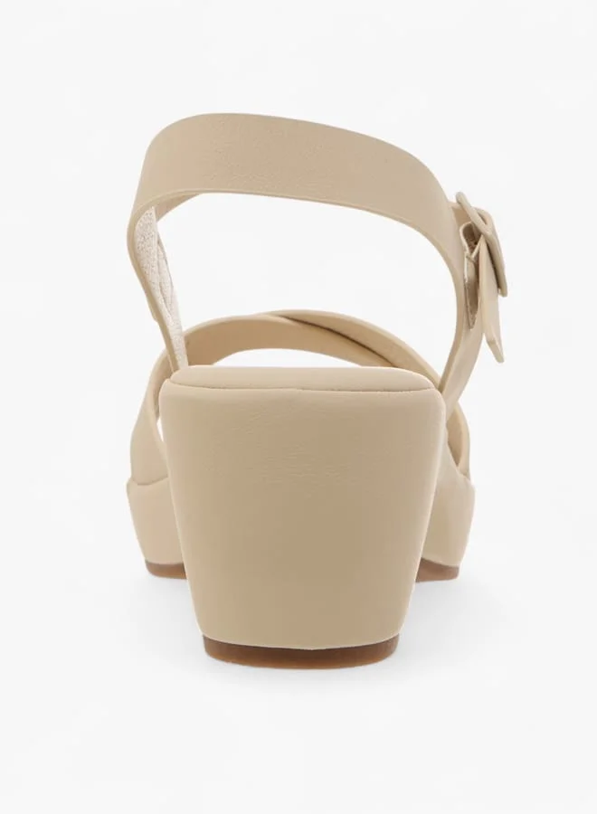 Flora Bella By Shoexpress Womens Comfort Mid Block Sandals With Slingback Closure