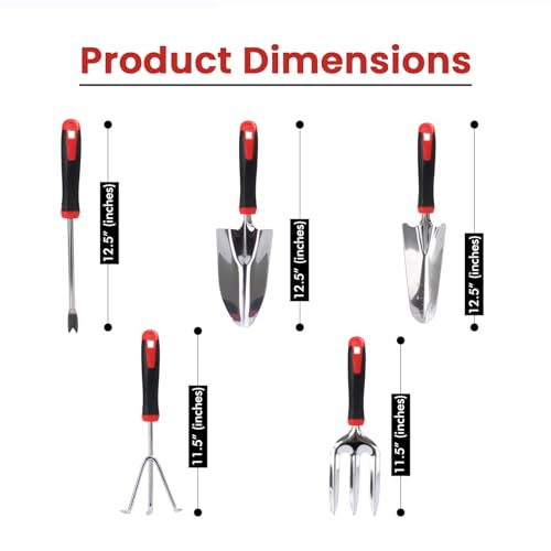 OUTO 5 Pcs Stainless Steel Garden Tools Set (2 Pcs Hand Transplant Shovel, Rake Cultivator, Shovel and Hand Weeder) Terrace Balcony Gardening Accessories Kit for Home Garden Farming - Image 2