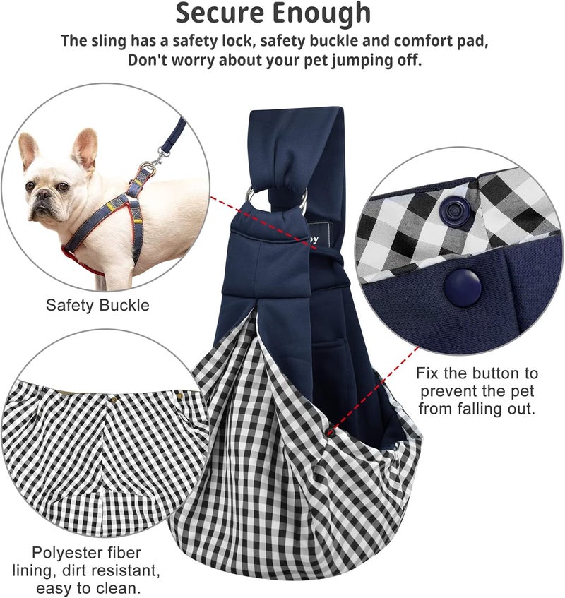 CUBY Dog and Cat Sling Carrier - Hands Free Reversible Pet Papoose Bag - Soft Pouch and Tote Design - Suitable for Puppy, Small Dogs Cats Outdoor (Blue, Adjust Strap 1.0) - Image 4
