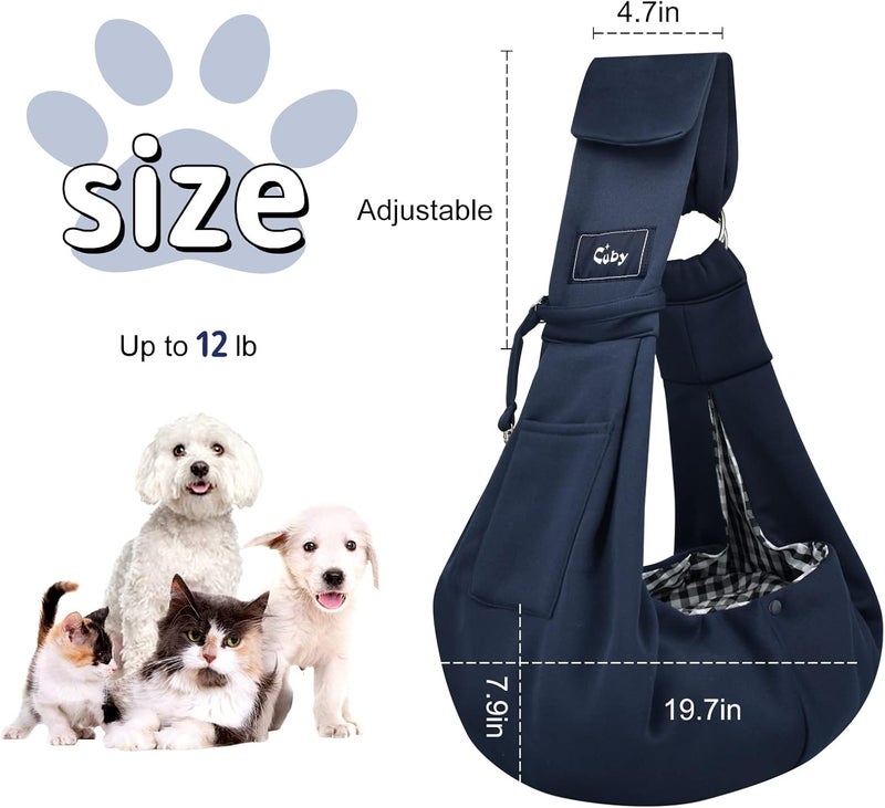 CUBY Dog and Cat Sling Carrier - Hands Free Reversible Pet Papoose Bag - Soft Pouch and Tote Design - Suitable for Puppy, Small Dogs Cats Outdoor (Blue, Adjust Strap 1.0) - Image 5