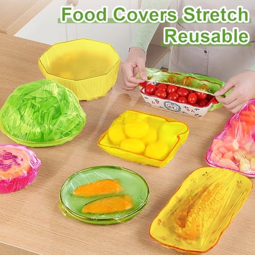 mwellewm Bowl Covers Reusable Elastic Plastic Wrap for Food Storage Fresh Keeping Stretch Bags Bowl Covers for Bread Proofing Alternative to Foil for Family Outdoor Picnic Sourdough Baking 3 Size (60) - Image 3