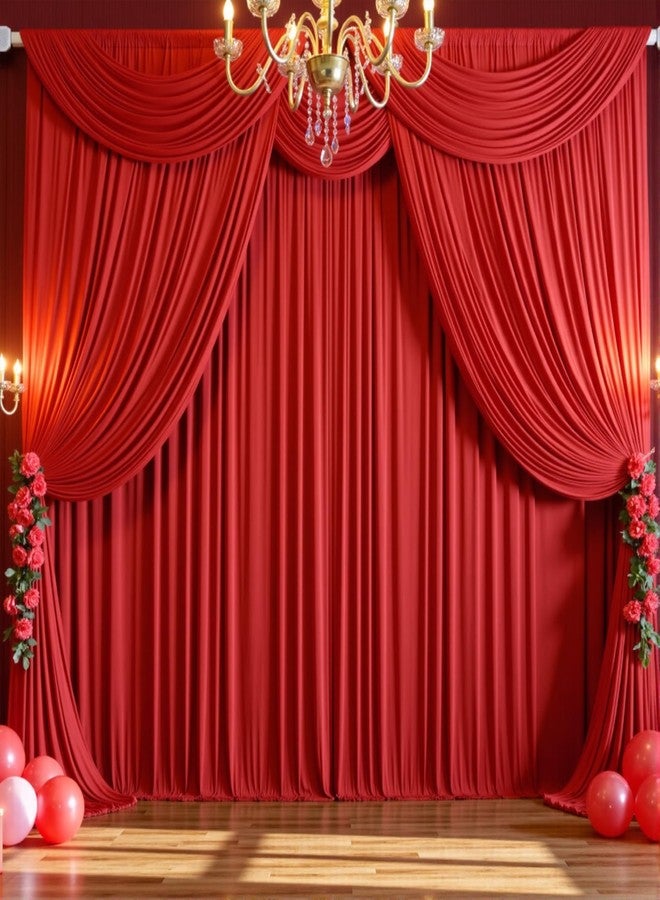 NSSONBEN Red Backdrop Curtain Drapes 10x10ft Valentine's Day Backdrop Thick Fabric Wedding Curtains Party Background for Baby Shower Birthday Parties - Image 3