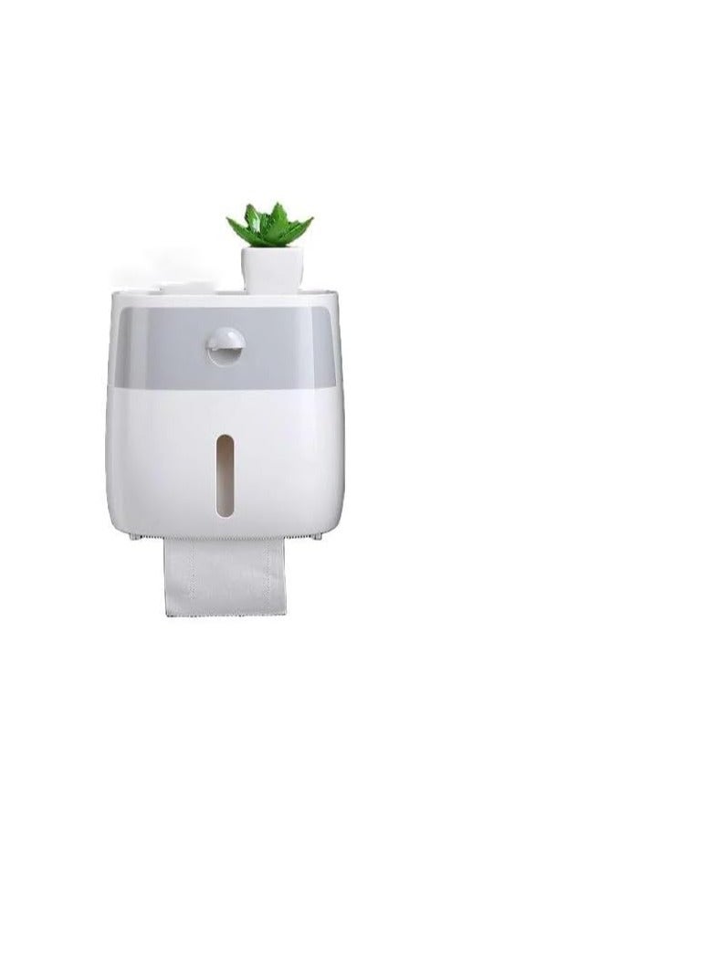 Tissue Box with Utensil Holder: Strong Double Sided Adhesive for Bathroom or Kitchen Organization TH  - Image 2