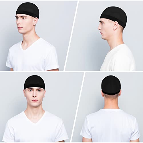 Sibba 3 Pieces Unisex Satin Silky Wave Caps 360 540 720 Wave Elastic Band Silky Durag Headwear Stockings Wig Beanie Cap Soft Breathable Skullies Beanies Cap for Sleeping Shower Black - Image 5