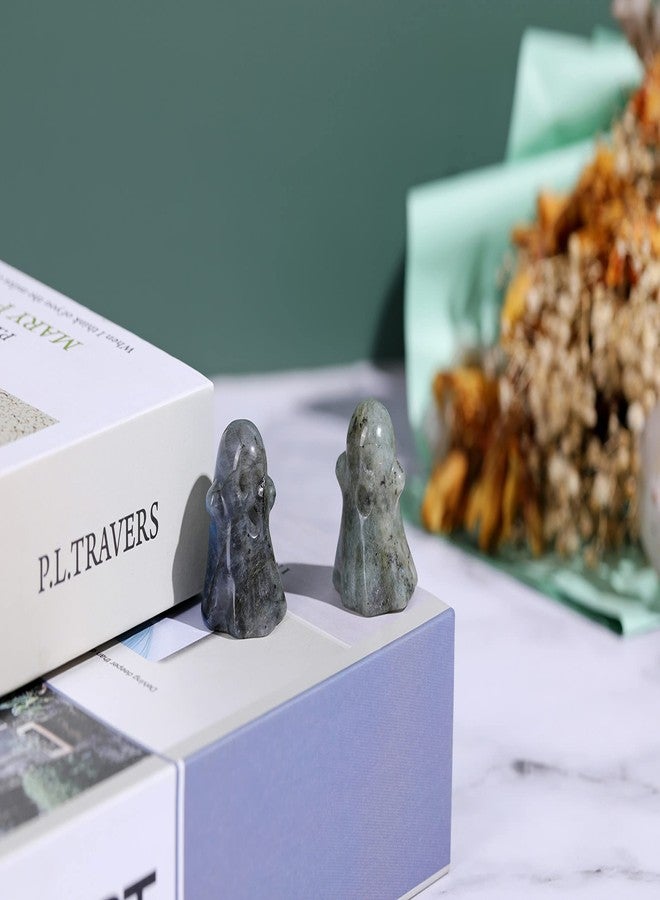 Jovivi Labradorite Crystal Ghost Decor Figurine 1.2" Hand Carved Gemstone Reiki Healing Stone Ghost Statue Sculpture for Halloween Decorations Home Desk Decor Carnival Party - Image 2