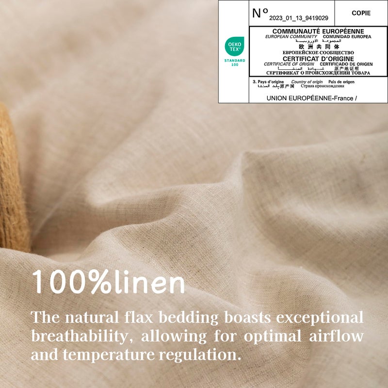 EVERLY 100% Pure Linen Duvet Cover Set Queen Size90X90Inch 3pcs (1 Duvet Cover,2 Pillowcases) Soft and Breathable for All Season with Coconut Button Closure, Suitable for Hot Sleepers-Linen-Queen - Image 3