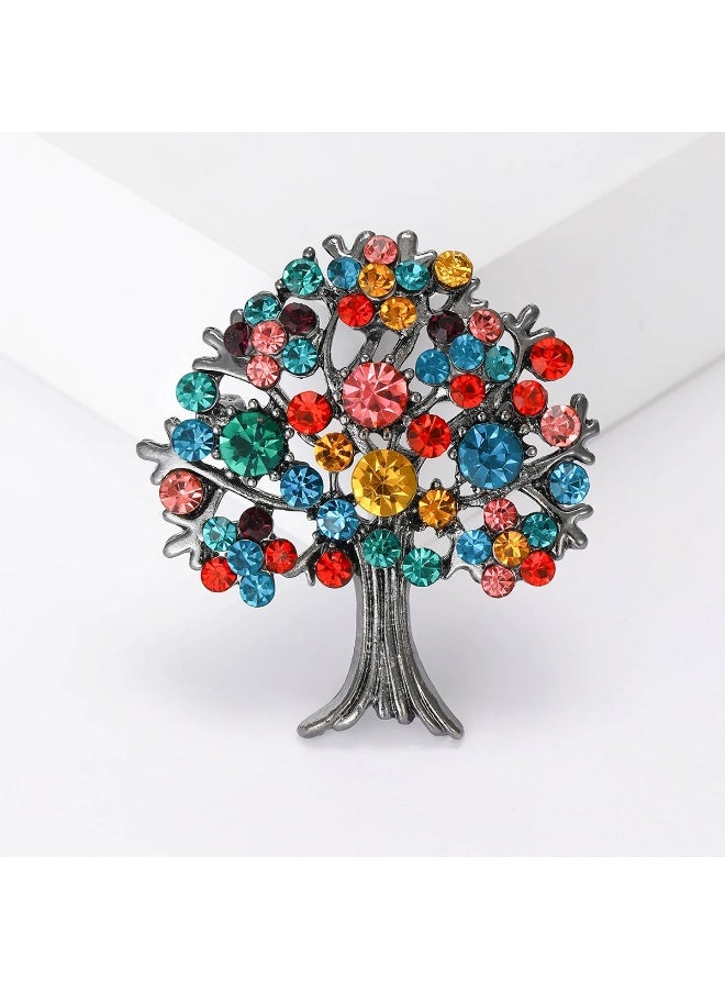 Colorful Zirconic Brooch - Tree