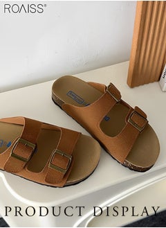 roaiss Women's Straight Cut Open Toe Slippers Frosted Thick Sole Anti Slip Sandals Adjustable Versatile Beach Slippers  - Image 4