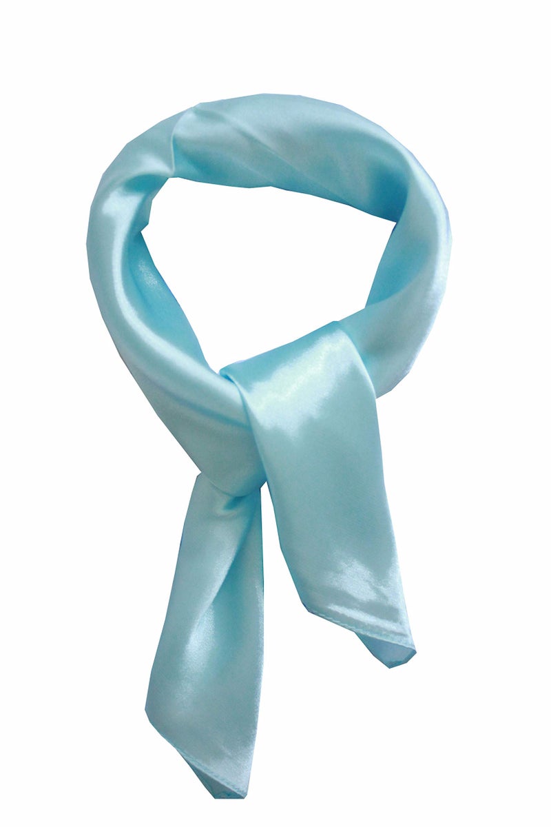 Nania Silk square scarf pure color head scarf blend neckerchief (Sky blue) - Image 5