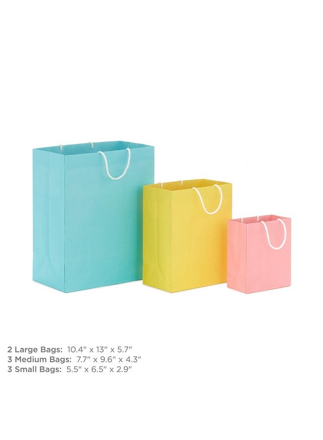 Hallmark Recyclable Gift Bag Assortment (8 Bags: 3 Small 6", 3 Medium 9", 2 Large 13") Pastel Blue, Pink, Yellow, Purple, Orange, Green for Birthdays, Easter, Baby Gifts, Bridal Showers - Image 2