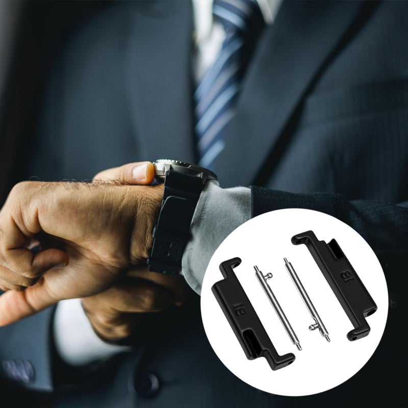 KH866 Watch Band Adapter 18mm to 20mm 22mm Accessories Smartwatch 1 Pair Black Connector Adapter Strap for Changing to Your Favorite Watch Band â€“ Universal Stainless Steel Adapters With Quick Release Pins - Image 3