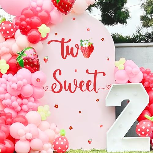 kokolap Two Sweet Birthday Decoration Signs Berry 2nd Birthday Vinyl Decals for Backdrop Baby Sweet Girls Birthday Sign Berry Two Stickers for Balloon Arch Strawberry Second Birthday Party Supplies Banner - Image 4
