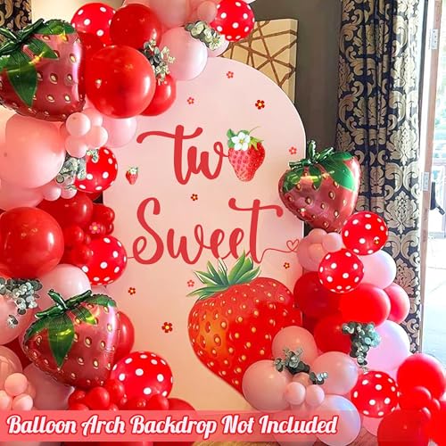 kokolap Two Sweet Birthday Decoration Signs Berry 2nd Birthday Vinyl Decals for Backdrop Baby Sweet Girls Birthday Sign Berry Two Stickers for Balloon Arch Strawberry Second Birthday Party Supplies Banner - Image 5