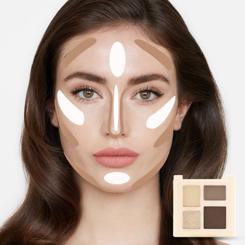 Boobeen Highlighter Contour Makeup Palette Matte Bronzer Palette Contouring Face Illuminate Makeup Palette Powder Shimmer Glow Highlighting Makeup Waterproof Long Lasting - Image 4