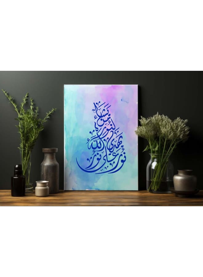 هوم جاليري سورة تبارك بالخط العربي الإسلامي مطبوعه على قماش الكانفس مقاس - Image 4