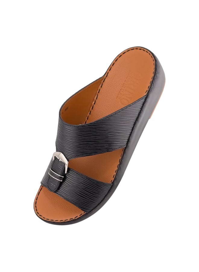 إيت صندل عربي يدوي الصنع للرجال من AET | شبشب رجالي خارجي | شبشب مفتوح الأصابع للاستخدام اليومي | جلد عربي أصلي ناعم بالكامل مع إبزيم | تصميم جديد | نعل داخلي بلون بني فاتح | مريح وخفيف الوزن - Image 3