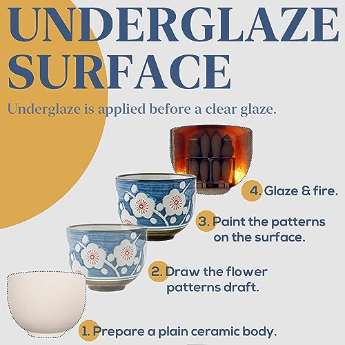 PUNNIO Japanese Tea Set, Japanese Style Porcelain Tea Sets for Adult, 1 Ceramic Tea Pot with Handle & 1 Stainless Steel Tea Filter & 4 Tea Cups (Sakura) - Image 4
