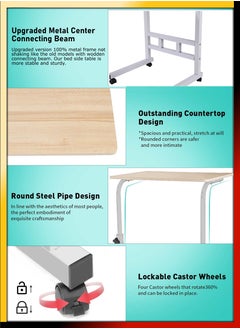 DBLEW Upgraded Metal Base Adjustable Multipurpose Movable Desktop Computer Mobile Laptop Desk Home And Office Desks For Work and Study Moveable Portable Coffee Overbed Tray Bedside Sofa Table  - Image 2