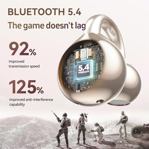 QJF Clip on Earbuds for Small Ears & Glasses, Open Ear Bluetooth 5.4 Headphones with 40H Playtime & Digital Display, Sweatproof - Image 4