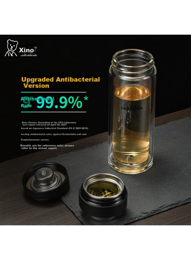Heenoor Xinnuo Antibacterial Glass Cup Double-layer Tea Separation Cup High-end Men's Tea Brewing Car Water Cup Xn-7095k 320ml - Image 2