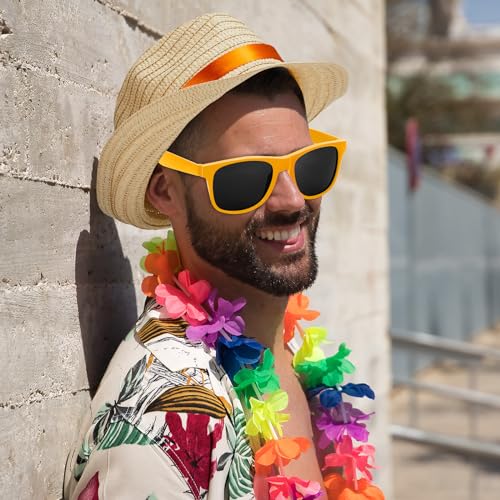 Newcotte 12 Pcs Straw Hats, Havana Cubans with Sunglass Hawaiian, Birthday Party Supplies - Image 5