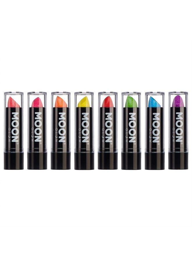 Moon Glow 5g Neon UV Glitter Lipstick - Set of 8 - Glows brightly under blacklights - Image 1