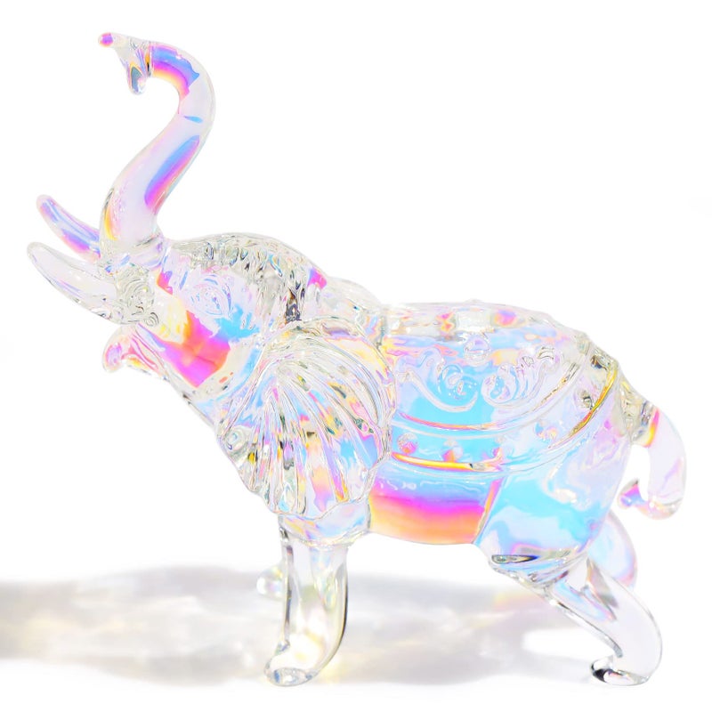 YWHL Cute Crystal Glass Elephant Figurine Collectible Gifts for Elephant Lovers Women Animal Statue for Home Decoration