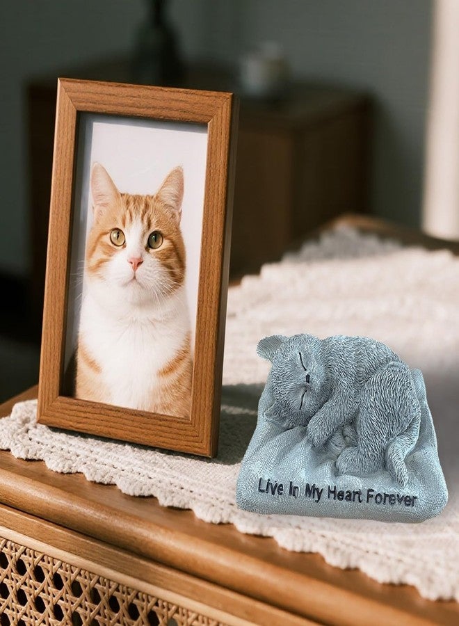 Suproamgo Cat Memorial Stones Grave Markers Outdoor Tribute Statue-Pet Cat Memorial Figurine Sympathy Gifts Garden Stone (Sleeping Angel cat) - Image 3