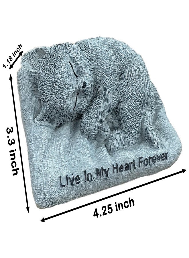 Suproamgo Cat Memorial Stones Grave Markers Outdoor Tribute Statue-Pet Cat Memorial Figurine Sympathy Gifts Garden Stone (Sleeping Angel cat) - Image 2