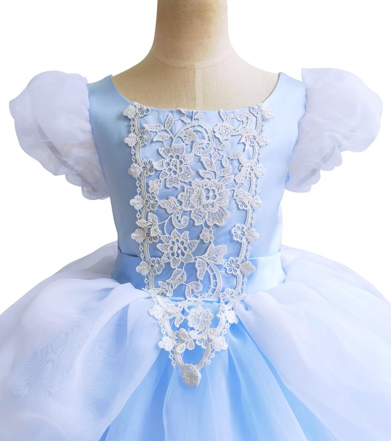TYHTYM Cinderella Costumes Girls Princess Dress Up Fancy Halloween Christmas Party with Headwear and Choker Set - Image 2
