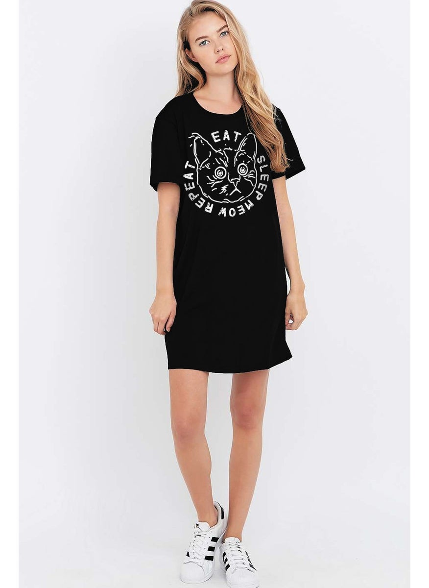 Confused Cat Black Short Sleeve Women's T-Shirt Dress - pzsku/Z93A0DA96E3C4BE257DE9Z/45/_/1725790066/5d4c74c4-7cda-4866-90af-b808eba73f06