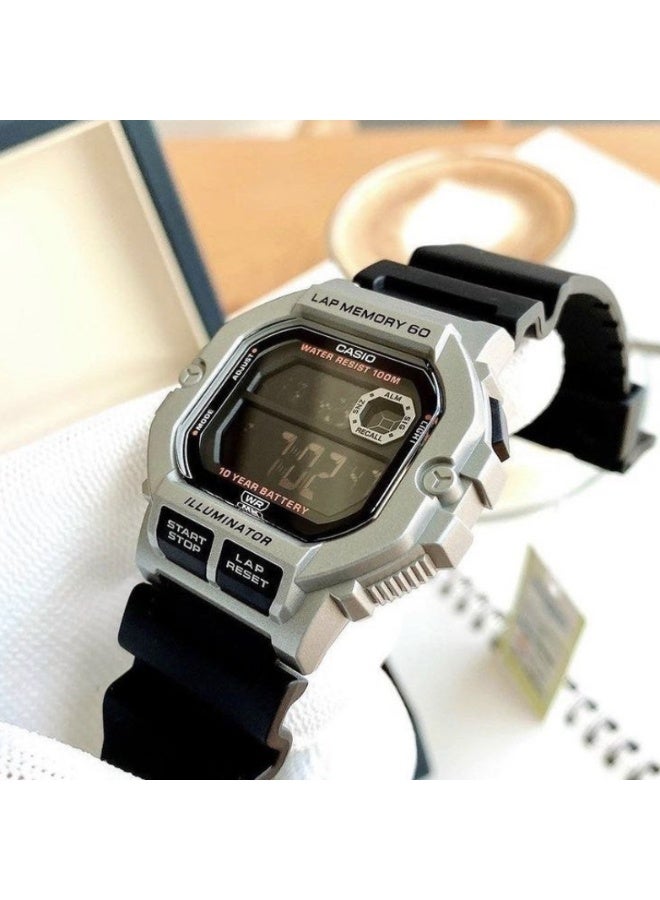 كاسيو ساعة كاسيو الرقمية للرجال WS-1400H-1BV – سوار راتنج أسود، مقاومة للماء حتى 100 متر، ساعة توقيت ومنبه - Image 4