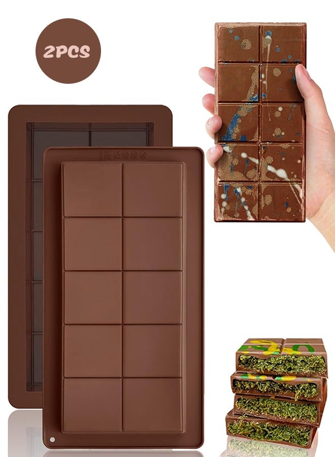 2 Pack Deep Chocolate Bar Molds , Deep Large and Thick Silicone Chocolate Bar Molds for Stuffed Bar, Big Chocolate Candy Bar Mold for Filling Knafeh Pistachio Chocolate Bar - Image 1