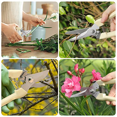 MEPEREZ Premium garden shears, meperez pruning scissors gardening tools, pruners for flower, bushes, rose and fruit tree, use for florist, yard and orchard the plant clippers, sharp white steel anvil snips, 2 - Image 5