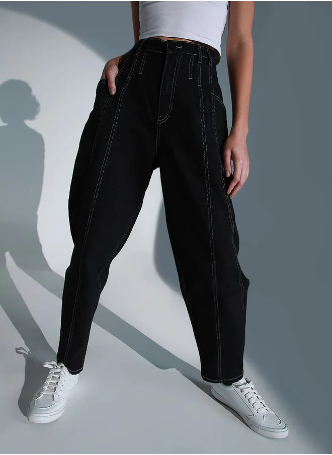 هوبرهولمي High Rise Balloon Fit Jeans with Pockets by Styli