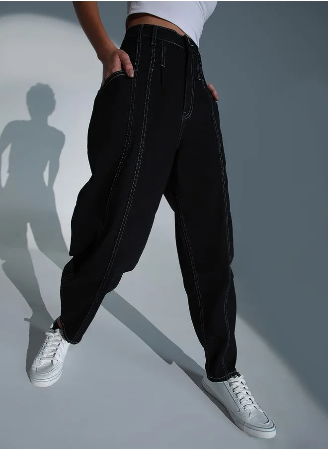 هوبرهولمي High Rise Balloon Fit Jeans with Pockets by Styli