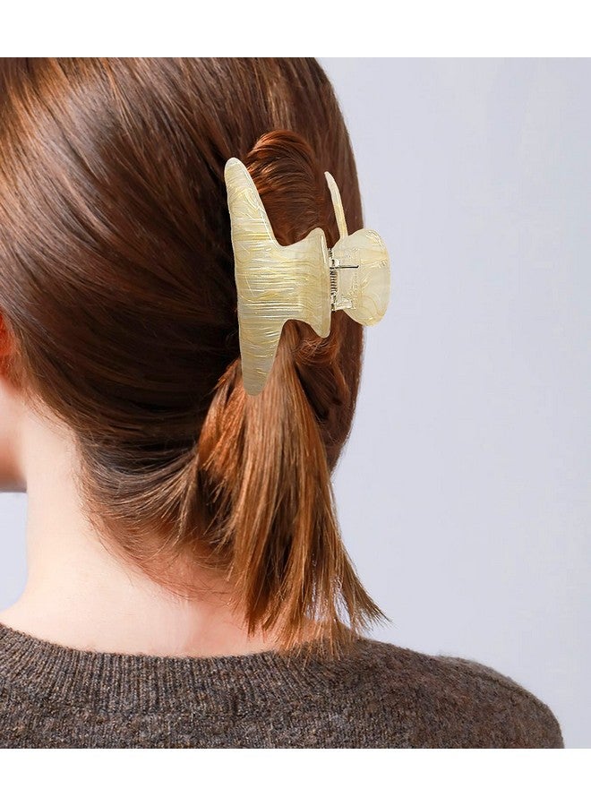 HYFEEL French Hair Jaw Claw Clips For Women Classic Medium Nonslip Grips Strong Hold Hair Clips For Fine Thin Hair 3.5 Inch Cellulose Banana Barrettes Clamps Accessories Blue Brown Beige 3 Pack - Image 3