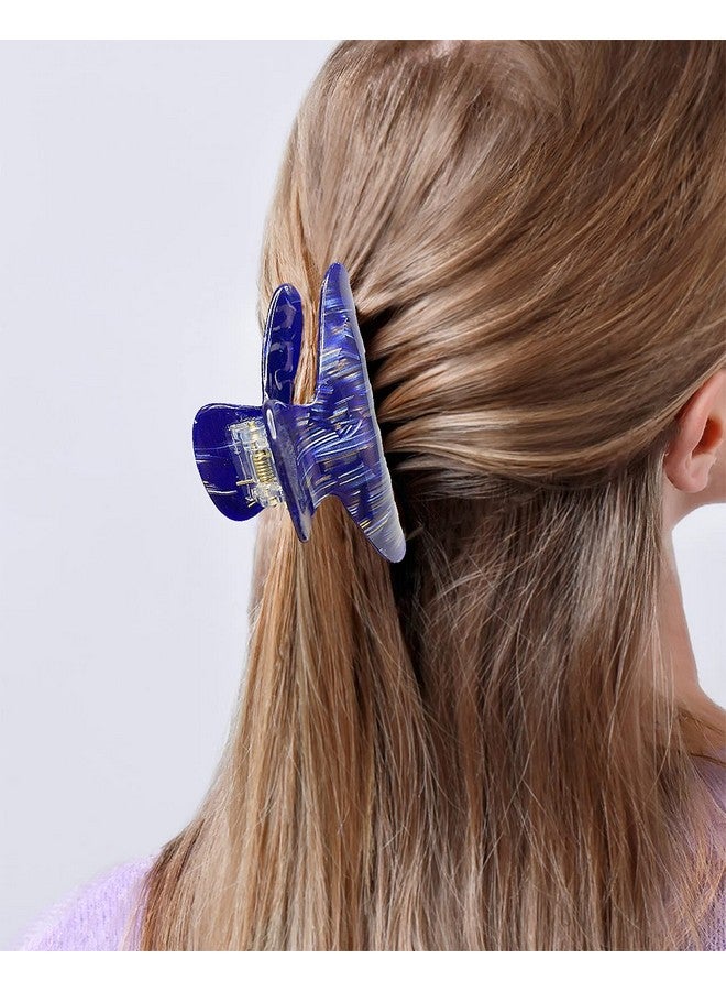 HYFEEL French Hair Jaw Claw Clips For Women Classic Medium Nonslip Grips Strong Hold Hair Clips For Fine Thin Hair 3.5 Inch Cellulose Banana Barrettes Clamps Accessories Blue Brown Beige 3 Pack - Image 2