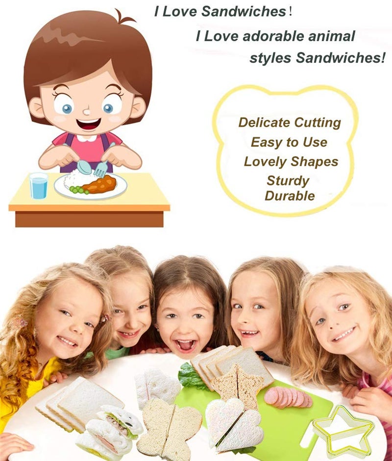 IELEK Sandwich Bread Cutters Set for Kids Bento Lunch Box Mold Supplies Vegetable Fruit Crust Shapes Cookie Cutters - Image 5