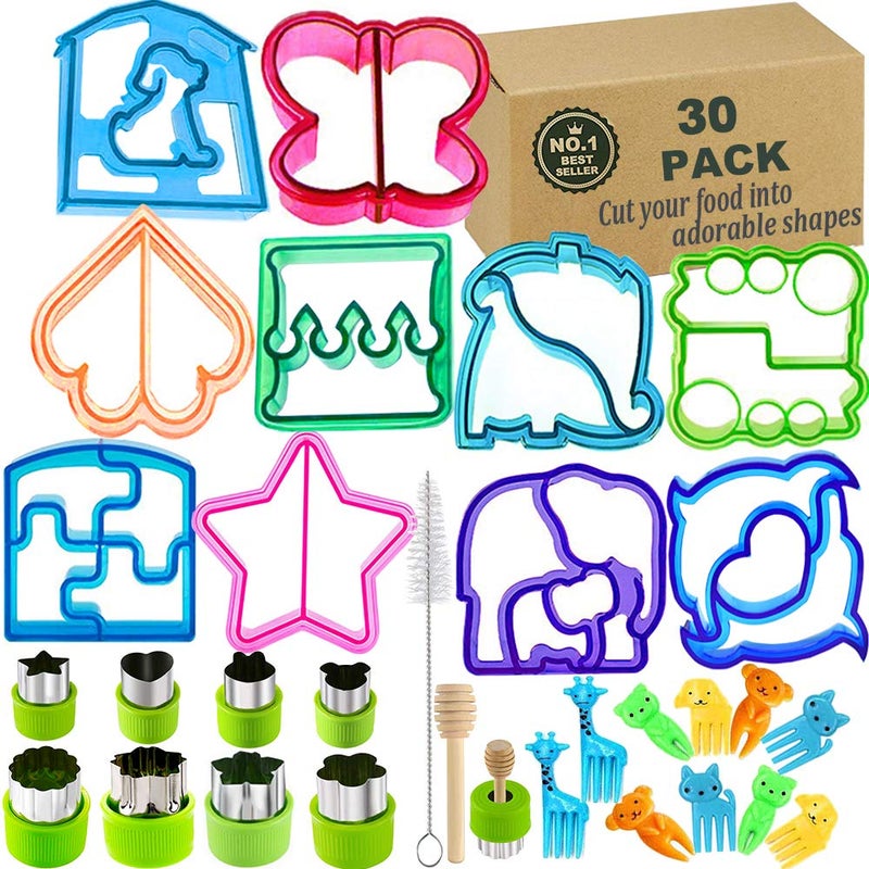 IELEK Sandwich Bread Cutters Set for Kids Bento Lunch Box Mold Supplies Vegetable Fruit Crust Shapes Cookie Cutters - Image 1