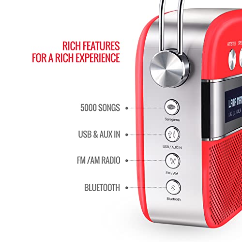 Carvaan Saregama Carvaan Premium Hindi - Portable Music Player with 5000 Preloaded Songs, FM/BT/AUX (Coral Pink) - Image 3