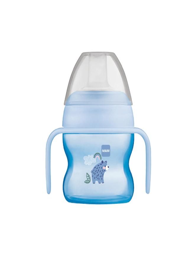 MAM MAM Starter Cup (1 Count), MAM Sippy Cup, Drinking Cup with Extra-Soft Spill-Free Spout and Non-Slip Handles, for Boys 4+ Months, Five Ounces, Blue