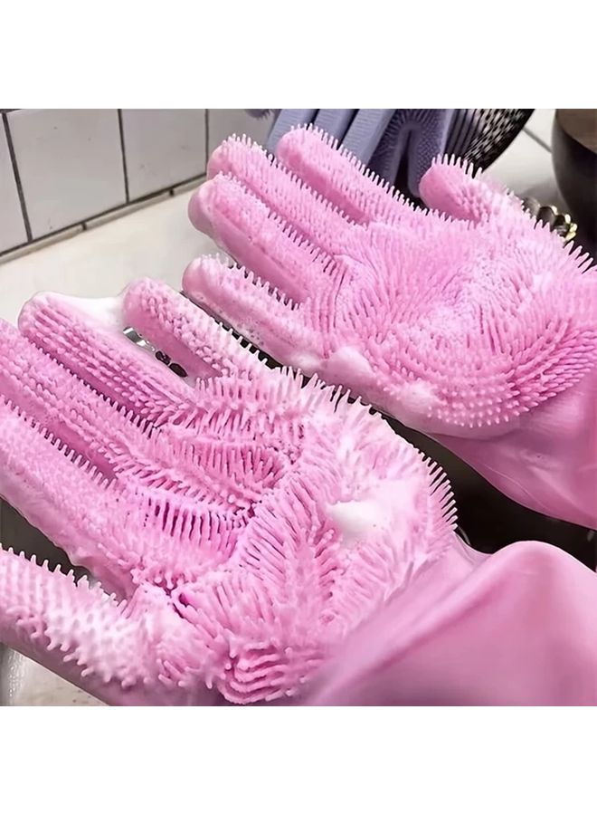 Silicone Kitchen Cleaning Gloves Grey Color Multipurpose Non Slip Grip Reusable - Image 2